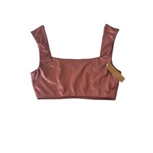 New SKIMS Bralette Top Women's‎ XS Berry Stretch Satin Square Neck Romantic New